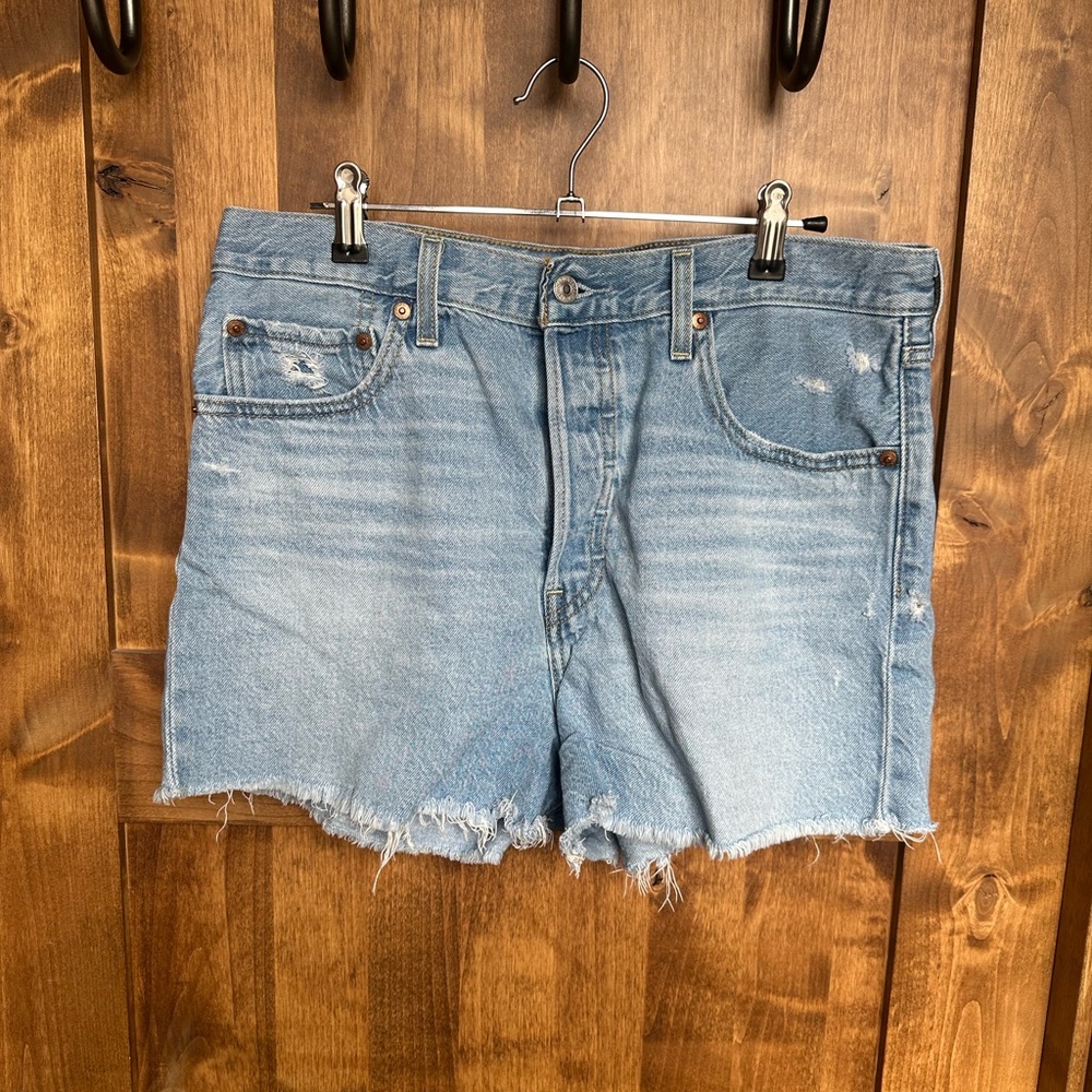Levi's Light Blue Distressed Denim Cutoff Shorts